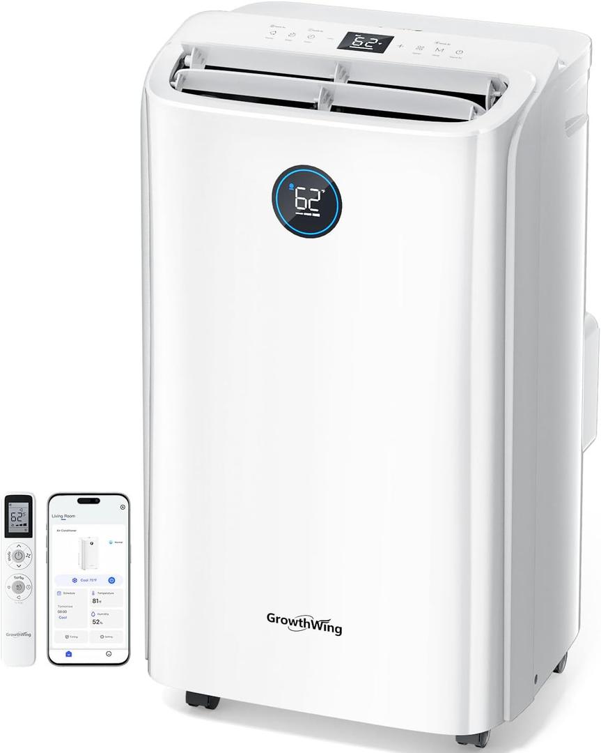 14,000 BTU Smart WiFi Portable Air Conditioner, Cools up to 700 Sq.Ft, Auto-Evaporation, 3-in-1 Modes, Voice & Remote Control, Quiet Operation, White