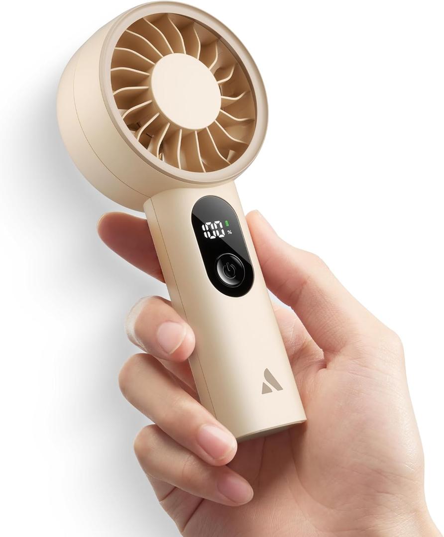 Aecooly Mighty Portable Fan, Powerful Handheld Fan, USB Rechargeable [10H Max Cooling Time], Mini Personal Battery Powered, Pocket for Travel, Summer, Gifts for Women, Girls -Beige