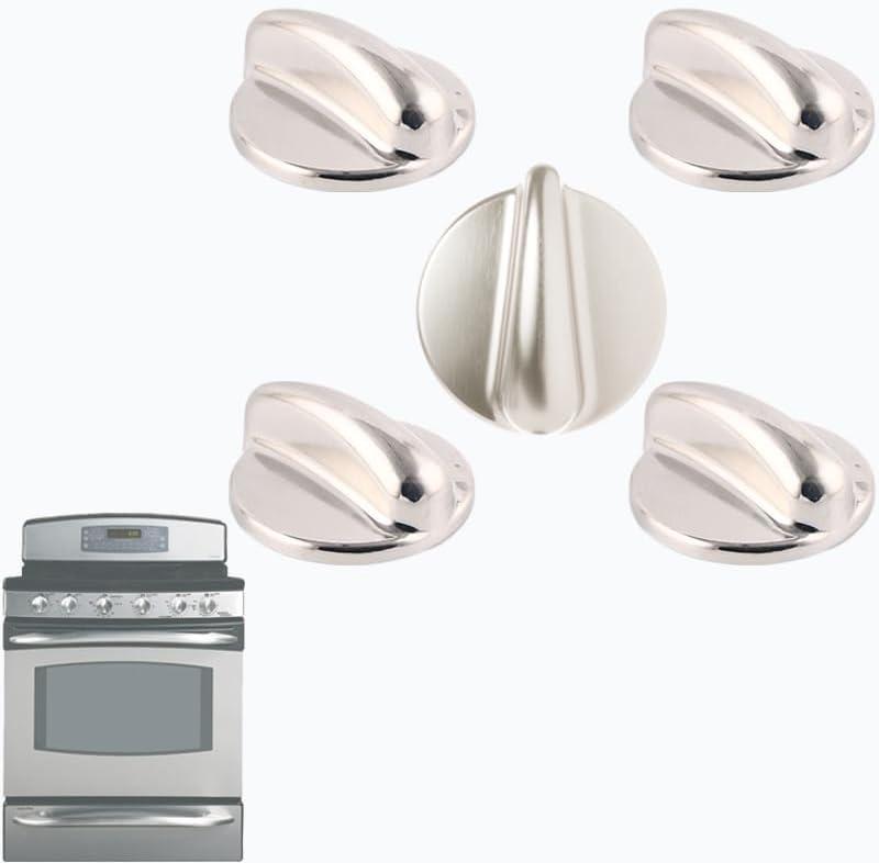 Updated WB03K10303 Stove Knobs Replacement for GE Profile Cooktop & Oven Range, Heavy-Duty Metal Burner Control Knobs, Fit WB03K10208, AP4980246,1810427, etc 5 Packs (Not Universal)
