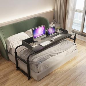 TigerDad Overbed Desk with Wheels - King & Queen Bed Table - Laptop Table - Gray, QQ-950