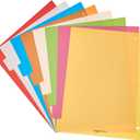 Amazon Basics 8-Tab Plastic Binder Dividers with Multicolor Tab Labels for 3 Ring Binder, Letter Size, 48 Sets