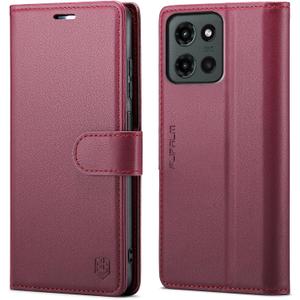 Wallet Case for Moto G 5G 2025, RFID Blocking Credit Card Holder, PU Leather Folio Flip Kickstand Protective Shockproof Cover for Motorola Moto G 5G 2025 (Red)