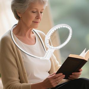 Neck Magnifier Hands Free with Light, 10X 5.2 Large Magnifying Glass with 36 LED Light, Flexible Gooseneck for Close Work Reading Sewing Senior (White)