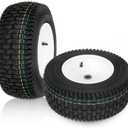16x6.50-8 Lawn Mower Tires with Rim, Natural Rubber Turf Tire for L120 G100 G110, 145 190C Tractor, LA130 LA140 LA150 X140 X166 E170 | 3"Offset | Bore ID 3/4" | 4 Ply Tubeless 2PCS