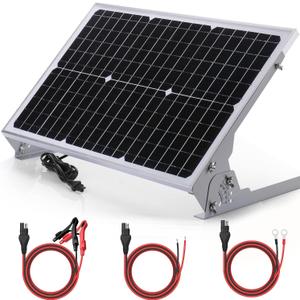 SUNER POWER 30W 12V Solar Battery Charger Maintainer, Built-in Smart MPPT Charge Controller, Adjustable Mount Bracket, Waterproof 30 Watt Solar Panel Kits for Car Automotive Boat Marine RV Trailer