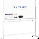 Lumspax Rolling White Board on Wheels, 72" x 48" Double Side Magnetic Dry Erase Board with Stand, Aluminum Alloy Standing Whiteboard for Home, Office, Class