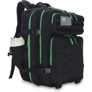 45L Tactical Assault Backpack - 3 Day Assault Pack with MOLLE Waterproof Rucksack (Back Green)