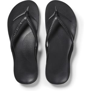 Archies Arch Support Flip Flops for Men & Women – Orthotic Sandals for Plantar Fasciitis Relief – Lightweight, Cushioning, Shock-Absorbing Sandals for Walking, Foot Pain & All-Day Comfort - Black (US Men's 8 / US Women's 9) 