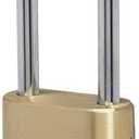 Master Lock Brass Combination Lock, Gate Lock for Outdoor Fence or Shed, Customizable Combination Padlock with Extended 2-1/4-Inch-Long Shackle, 175DLH