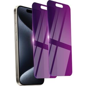 2 Pack Privacy Screen Protector for iPhone 15 Pro Tempered Glass 6.1inch Private Saver Anti-Spy Anti-Blue Light Eye Protection Anti-Scratch Full Coverage