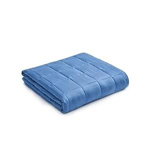 YnM Weighted Blanket — Heavy 100% Oeko-Tex Certified Cotton Material with Premium Glass Beads (Monaco Blue, 48''x72'' 20lbs), Suit for One Person(~190lb) Use on Twin/ Full Bed