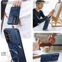 JAME for Samsung Galaxy S26 Case, Ring Holder Stand Kickstand, Slide Camera Cover with Screen Protector, Dual-Layer Shockproof Protective, Magnetic Accessory Friendly Galaxy S26 Phone Case, Blue