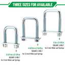 4 Pack Square U Bolt for 3 Inch Wide Leaf Spring, Galvanized Steel U Bolt Brackets with Plates, 5" Long x 3-1/8" Wide x 5/8" Diameter, Fit for Truck, Trailer and Boat