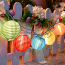 8.5Ft Multicolor Lantern String Lights, Summer Hanging String Lights with 10 Colorful Lanterns, Nylon Lights for Indoor Outdoor Party Decor, White Wire