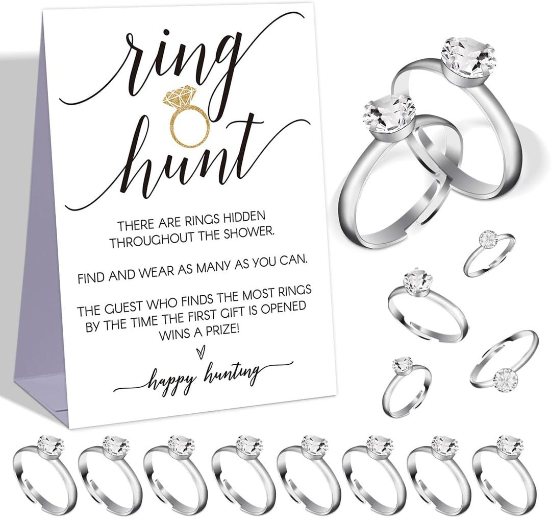 Minimalist Ring Hunt Game,Bridal Shower Decoration,Wedding Shower Game,Engagement Party Games,Bachelorette Scavenger Hunt,Bridal Shower Favors for Guest,Hidden Game,Plastic Rings for Bridal Shower-J6