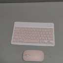 Bluetooth Wireless Keyboard and Mouse Combo,Ultra-Slim Ergonomic Small Rechargeable Bluetooth Keyboard Mouse Set for Apple iPad iPhone Samsung Tablet Phone Android PC Computer Mac Smartphone(Pink)
