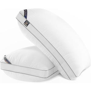 MZOIMZO Luxury Comfy Hotel Collection Bed Pillows for Sleeping- Firm King Size Set of 2, Gusseted Cooling Side Mesh Design with Premium Down Alternative Filling for Back, Stomach or Side Sleepers (Grey)