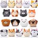 18 Pcs Mini Stuffed Animals Bulk Small Plush Cat Puppy 3.15 Inch Kitten Dog Toys Keychains Set for Easter Gifts Basket Stuffers Egg Fillers School Classroom Prizes Party Favors