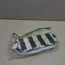 DYSHAYEN Stripe Travel Makeup Bag with Compartments Clear Coated Cosmetic Bag for Women, Waterproof Portable Open Flat Toiletry bag White-Navy