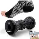 Tumaz Foot Compression Sleeves & Foot Roller Set for Women & Men - Plantar Fasciitis Compression Socks for Improving Blood Circulation, Foot Pain Relief, Edema (Black) (Diamond(black) 2-piece Set)