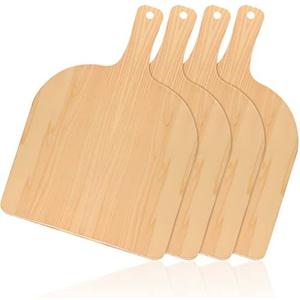 Nuogo 4 Pcs Wood Pizza Peel 12 Inch Wood Pizza Spatula Paddle Natural Cutting Board with Handle for Restaurant Baking Homemade Bread Cutting Fruit Vegetables Cheese