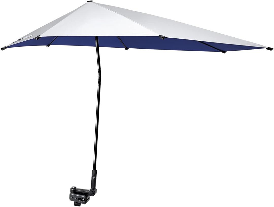G4Free UPF 50+ Adjustable Beach Umbrella XL with Universal Clamp for Chair Stroller Wheelchair Golf Cart Bleacher Patio, 1.37 inches
