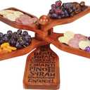 Primeware Appetizer Plate Set - Mahogany Wood  Bottle Shaped Serving Platters With Display Stand Hold Meat, Cheese, Fruit,  Glasses