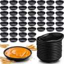 50 Pcs Wheat Straw Dip Plates bulk 2 oz Small Soy Sauce Dish Bowls Unbreakable Mini Appetizer Plates Microwave Dishwasher Safe for Side Dishes Ketchup Condiment BBQ Party Supplies(Black)