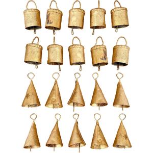 Gold Cow Bells 20 Small Bells Rustic Metal Hanging Bells for Crafts, Vintage Jingle Bells for Crafting, Christmas Bells Decorations, Farmhouse Wreaths, Witch Bells, Holiday Garland, DIY
