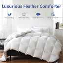 DOWNCOOL Feather Down Fiber Comforter Queen Size, 100% Cotton Ultra Soft Fluffy Duvet Insert Queen, All Season Luxurious Hotel Bedding Comforters with Corner Tabs, White 90"x90"