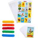 Loteria Mexican Bingo Game Kit - for 20 Players - Includes 1 Deck of Cards and Boards - with 100 Bingo Chips - for The Entire Family - Great for Learning Spanish.