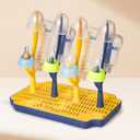 Baby Bottle Drying Rack with Tray Space Saving Bottle Organizer & Drying Holder for Bottles, Cups, Nipples and Pump Parts Countertop Rack for Baby Feeding Supplies (Yellow/Blue)