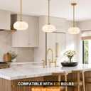 Vintage Brass Semi Flush Mount Pendant Light,10in Milk Glass Pendant Light Fixture, Mid Century Art Deco Chandelier for Kitchen Dining Room Hallway Bedroom