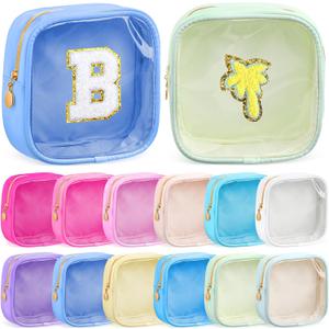 Kacctyen 12 Pcs Mini Makeup Bag Nylon Small Pouch for Purse Mini Square Nylon Pouch with Zipper Small Cosmetic Travel Makeup Bag Purse Organizer for Women(Elegant Color,Translucent)