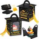 Outus 30 Pcs Graduation Cupcake Boxes Graduation Gift Box Congrats Grad Cupcake Container Candy Boxes with Window and Tassel for 2026 College High School Grad Party(Black)
