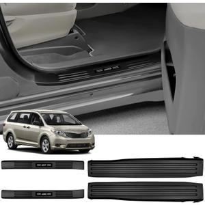 ZZEQYG 4 Pcs ABS Carbon Fiber Door Sill Protector Compatible with Toyota Sienna 2015 2016 2017 2018 2019 2020 Accessories Door Sill Guards Trim