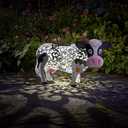 Daisy Cow Garden Solar Light Outdoor Decor, Color Changing Hollowed-Out Daisy Cow Garden Figurine Metal Decorative Cow Lamp for Outdoor Patio Yard Art Decoration