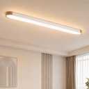 Qcyuui 4FT Wood Flush Mount Ceiling Light, 5CCT, 3000K-6000K, White