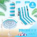 Briwooody 2 Set Foldable Poolside Chairs with Umbrella Portable Beach Folding Poolside Chair for Adults Traveling Camping Picnic Lawn Accessories, Light Blue Stripe