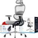 Oline ErgoPro Ergonomic Office Chair - Rolling Desk Chair with 4D Adjustable Armrest, 3D Lumbar Support and Blade Wheels - Mesh Computer Chair, Gaming Chairs, Executive Swivel Chair (Light Gray) (Grey)