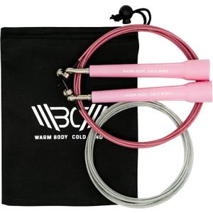 WARM BODY COLD MIND Adjustable Jump Rope For Men and Women, Speed Jump Rope, Skipping Rope for Weightlifting, Boxing, Gym, Outdoor or Indoor Sport, Fitness (Pink)