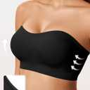 LetsJoli Push Up Strapless Bras for Women Supportive Bandeau Bra Non Slip Wireless No Underwire Padded Tube Bra (Black, XL)