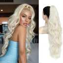 Bleach Blonde Ponytail Extension,28" Inch Long Body Wavy Clip in Ponytail Hair Extensions Claw Clip Pony Tails Hair Extensions for Women Natural Synthetic Hairpiece for Women Daily Wear
