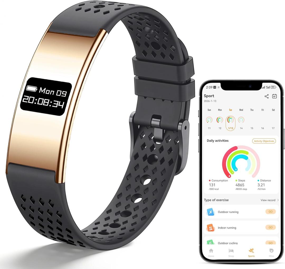 Irondance Smart Bracelet for Women Men,Wearable Activity & Fitness Tracker,AllDay Heart Rate/Stress/HRV/Step Monitor,24H Sleep Tracker,Multiple Sport Modes Smart Wristband with 2 Bands, Free APP