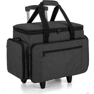 LUXJA Sewing Machine Case with Detachable Dolly, Black, Sewing Machine Trolley