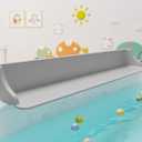 Cushore 3-Ft Bathtub Splash Guard PlayPad with Strong Suction Cups, Toy Tray Caddy Holder Storage, No-Leak, Mess-Free Bath Time for Kids, Grey