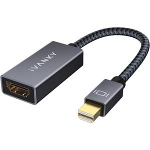 IVANKY Mini DisplayPort to HDMI Adapter, Mini DP(Thunderbolt) to HDMI Adapter, Gold-Plated Braided,Thunderbolt 2 to HDMI Compatible with MacBook Air/Pro, Microsoft Surface Pro/Dock, Monitor, Projector (1 Pack-Grey)