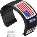Abanen Rugged Tactical Nylon Watch Band for Garmin Instinct 3 45mm/ Instinct 2 Solar, Sport Strap with Stars-Stripes Flag for Instinct E 45mm/ Tactical/Tide/Esports