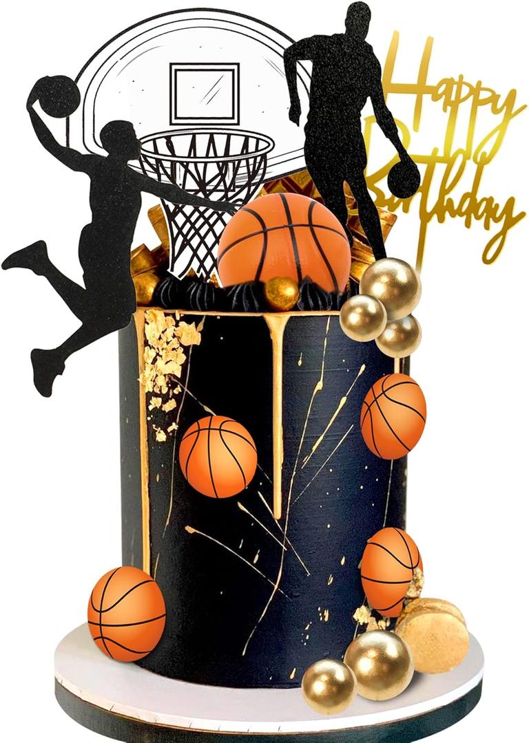 20 PCS Basketball Cake Toppers, Basketball Star Themed Cake Decorations for Birthday Cake Party Decorations Party Supplies