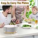 Plate Organizer for Kitchen Counter Bamboo Dish Racks for Cabinet Plate Holder for Kitchen Drawer Storage 2 Pack Adjustable for 6.75" to 12.5" Stainless Steel 304 Portable